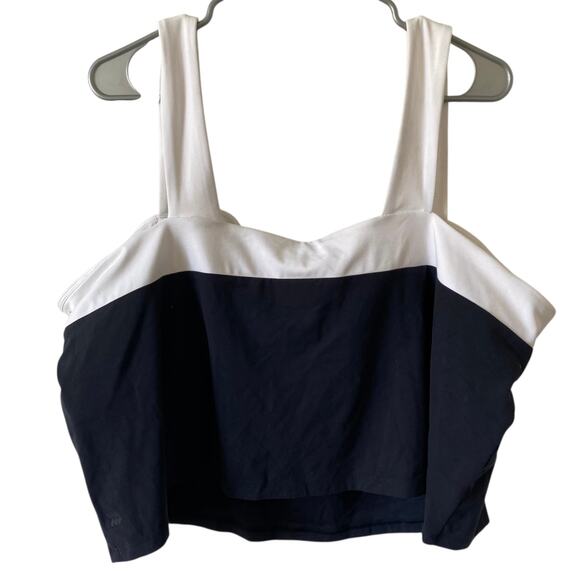 NEW ALL IN MOTION Wide Strap Activewear Crop Top Size 4X Black White Padded - Picture 2 of 4